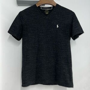 Polo Ralph Lauren Men's Medium Charcoal V-Neck T w/Ivory Horse